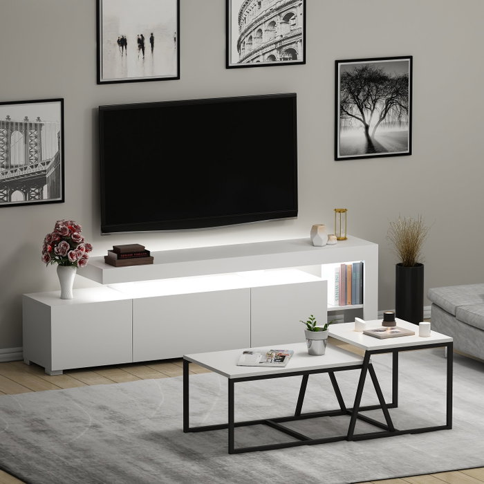 Hanah Home Beliz - Conjunto de muebles de salón blanco Hanah Home Beliz - Conjunto de muebles de salón blanco